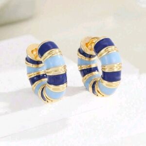 Gold And Blue Hoop Earrings